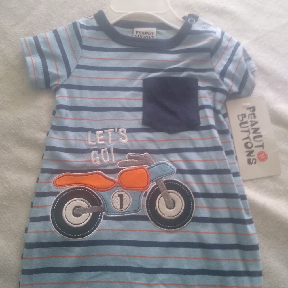 Peanut Buttons 3-6 Months Romper Motorcycle